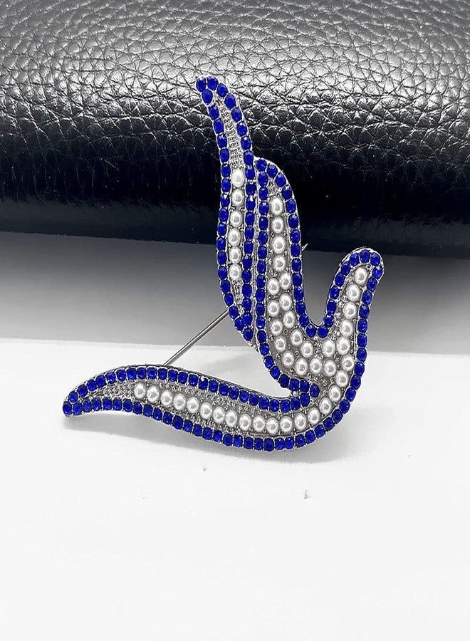 بروش حمامة معدني مرصع بأحجار الراين واللؤلؤ، مثالي لأعضاء جمعية زيتا فاي زد بي بي النسائية. - Image 3